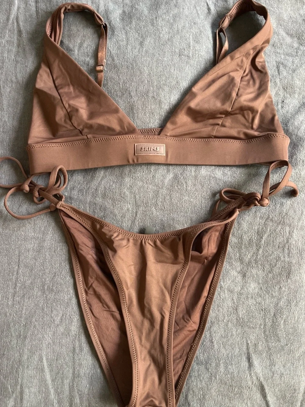 SKIMS Chocolate Brown Triangle Bikini Set